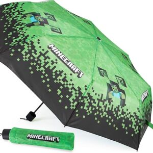 Minecraft Folding Umbrellas for Boys Girls Durable Compact Umbrella Windproof Travel Umbrella for Teens and Gamers